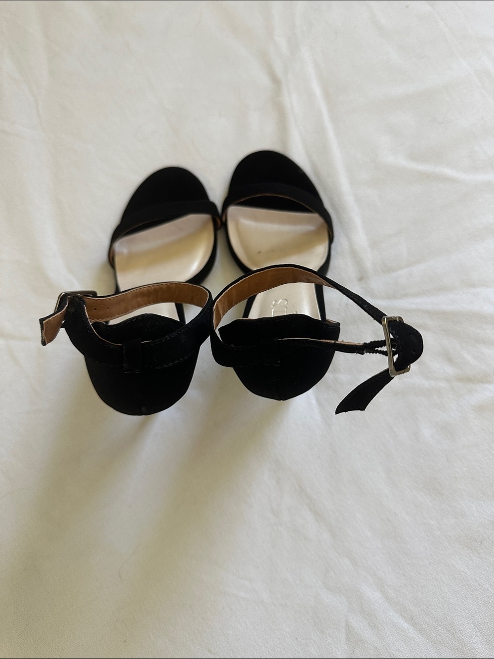 David's Bridal Black Open-Toe Ankle-Strap Heels